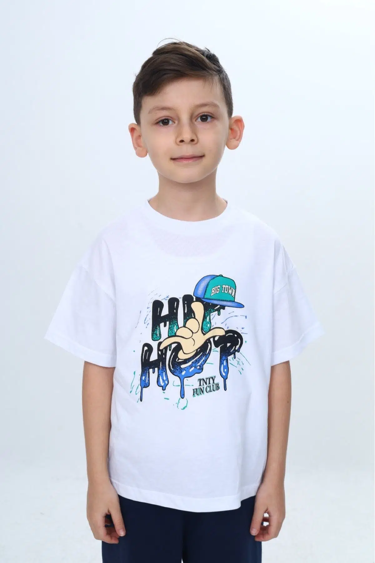 Toontoy Erkek Çocuk Bisiklet Yaka Kısa Kollu Baskılı Tişört 24990 - Beyaz