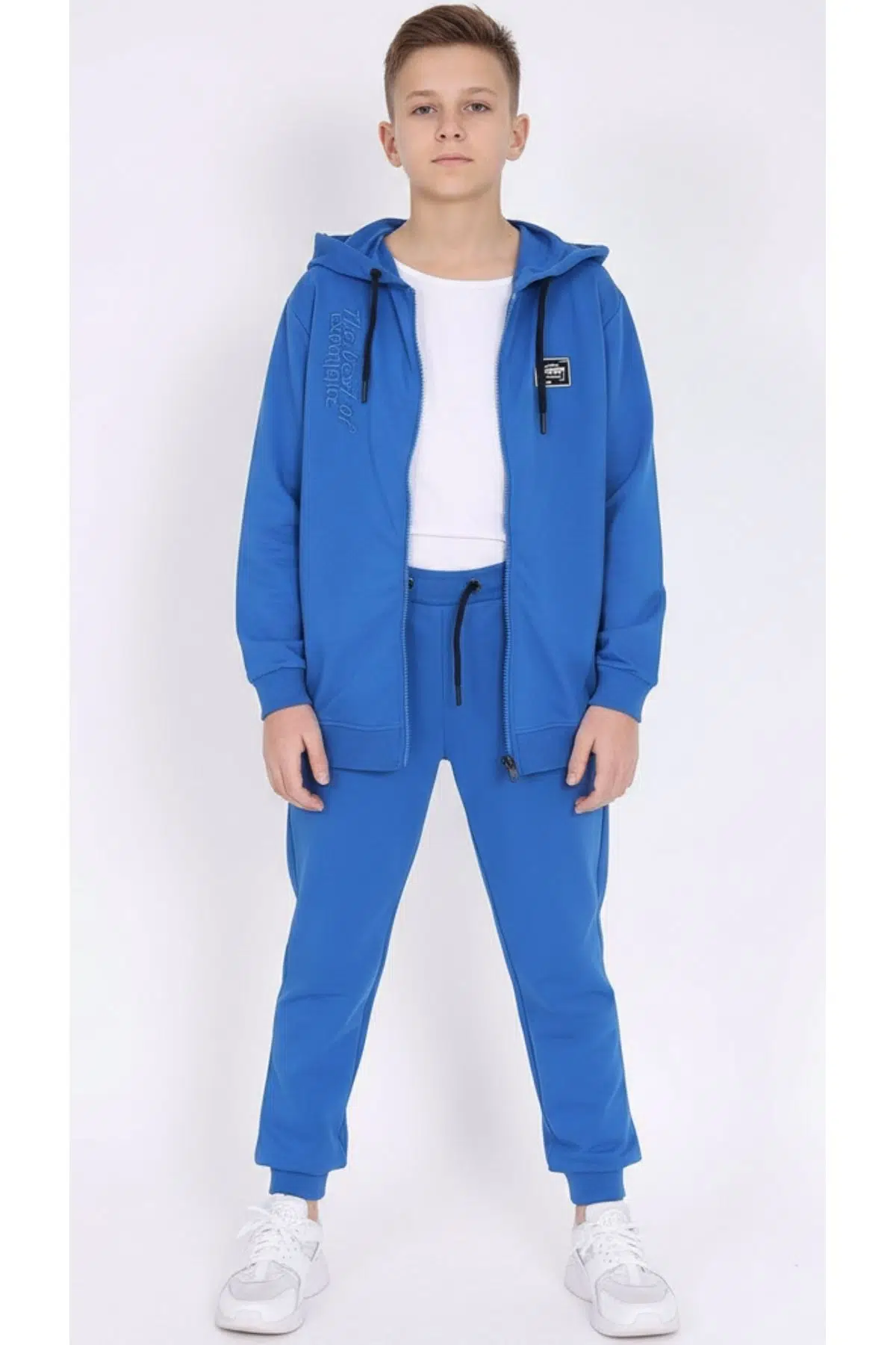 Toontoy Erkek Çocuk Nakışlı Eşofman Takım - Saks