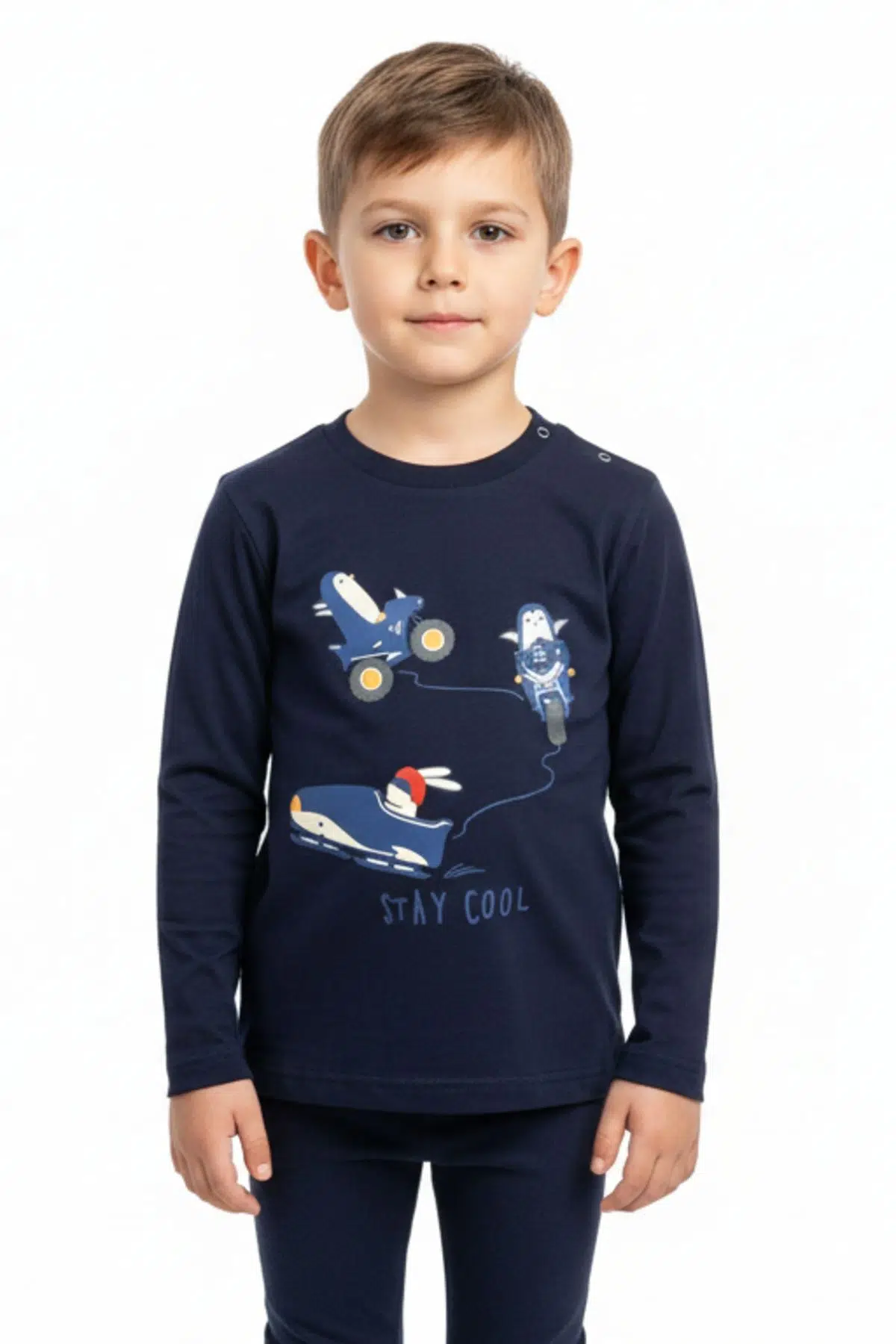 Toontoy Erkek Çocuk Penguen Baskılı Sweatshırt - Lacivert