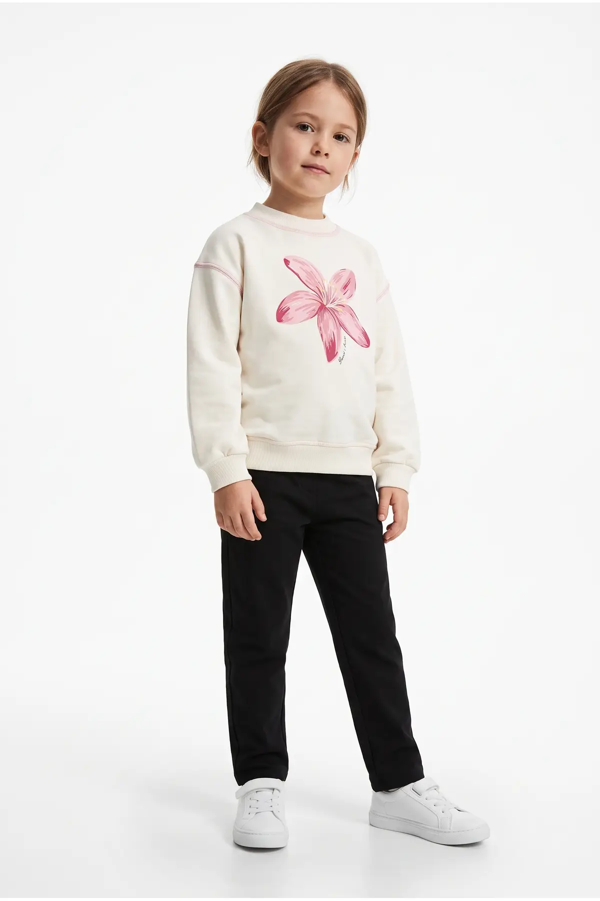 Toontoy Kız Çocuk Baskılı Karyoka Dikişli Sweatshirt