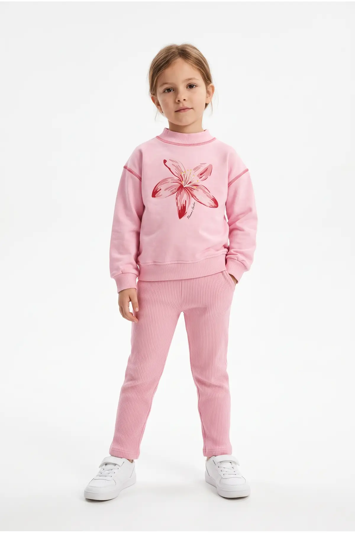 Toontoy Kız Çocuk Baskılı Karyoka Dikişli Sweatshirt - Pembe