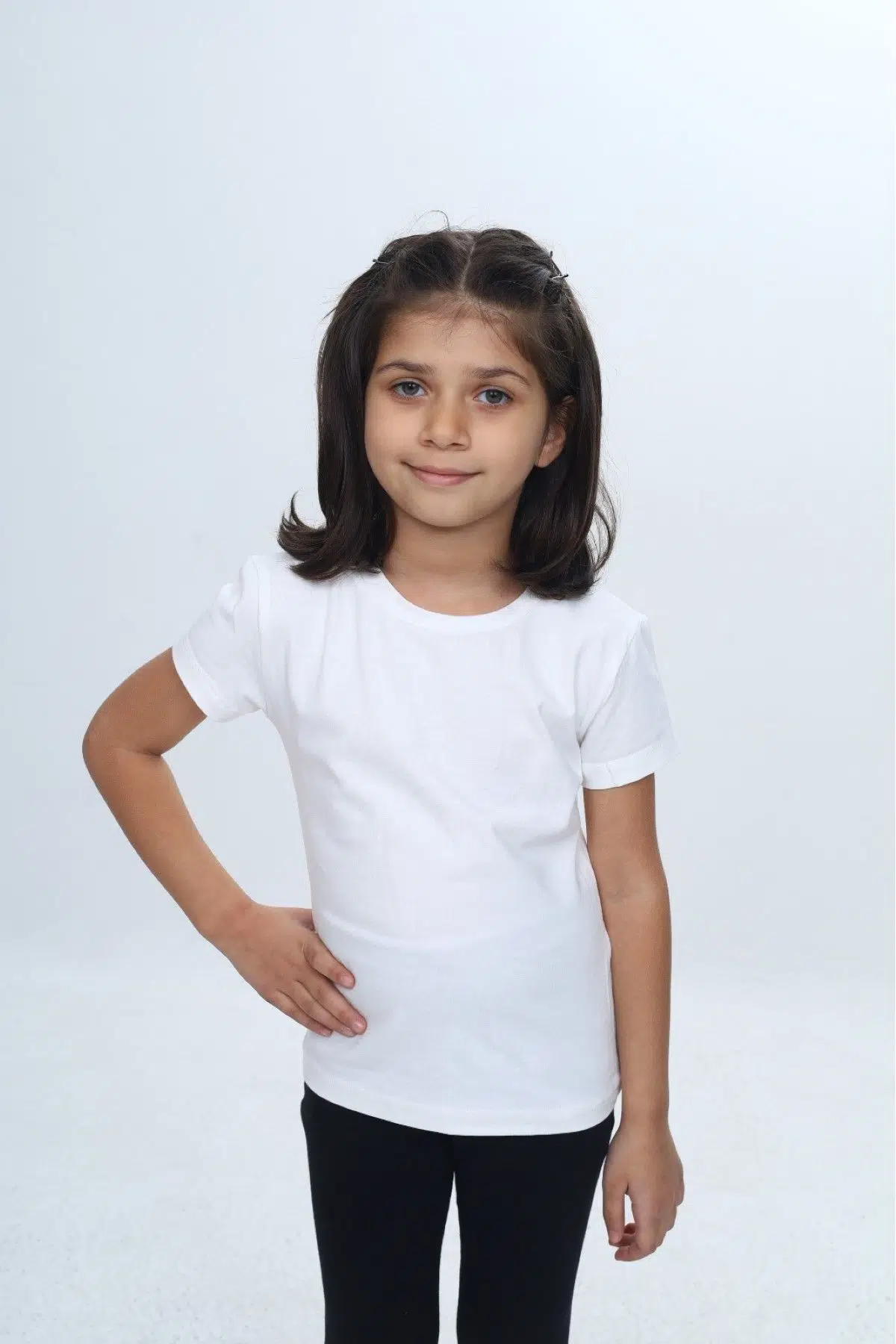 Toontoy Kız Çocuk Bisiklet Yaka Kısa Kollu Tişört 24968 - Ekru