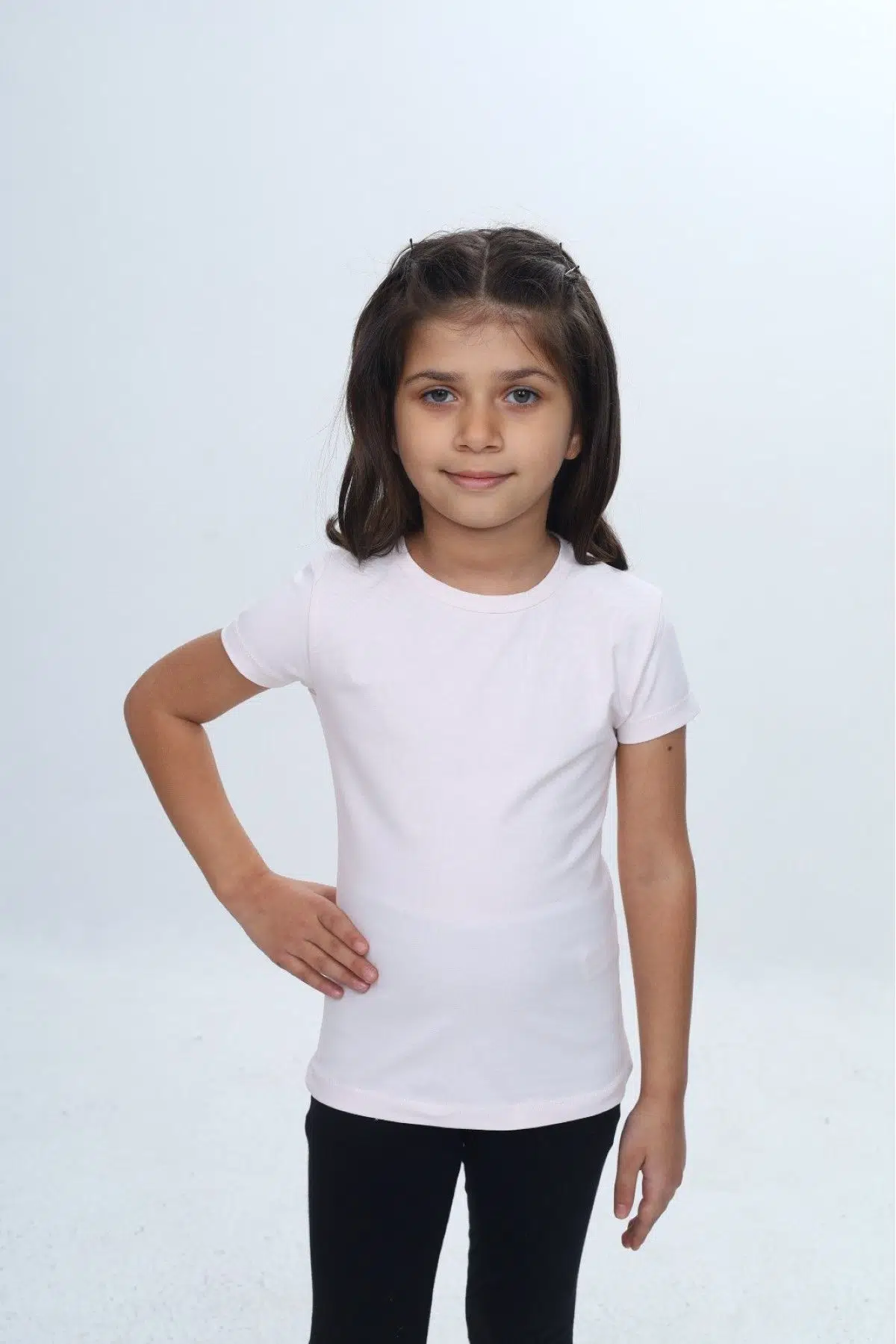 Toontoy Kız Çocuk Bisiklet Yaka Kısa Kollu Tişört 24968 - Pudra
