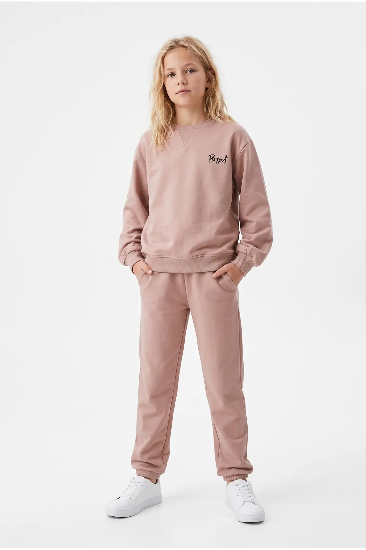 Toontoy Kız Çocuk Göğüsü Perfect Armalı Sweatshirt - Bej