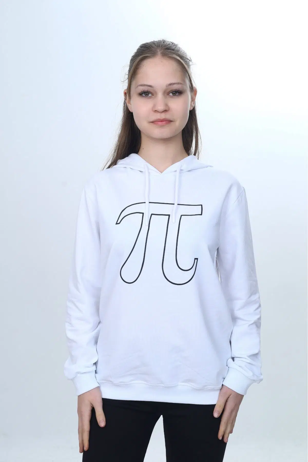 Toontoy Unisex Çocuk Pi Sayı Baskılı Regular Kapüşonlu Sweatshirt - Beyaz